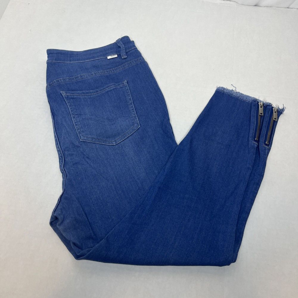 Rebel Angels X Women's Size 14W High Waisted Ankle Zip Jeans w/‎ Fringe Hem